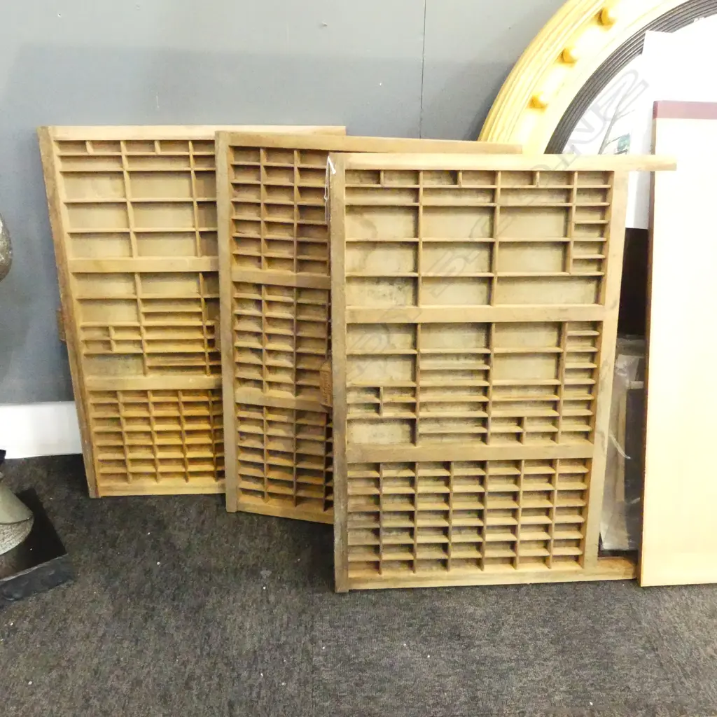 3 WOODEN PRINTERS TRAYS 670x500mm Image 1++