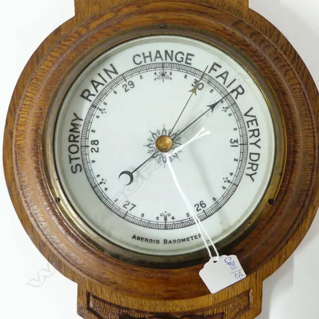 VINTAGE OAK WALL BAROMETER H.630mm Image 1++