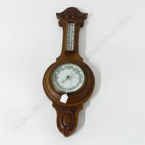 VINTAGE OAK WALL BAROMETER H.630mm