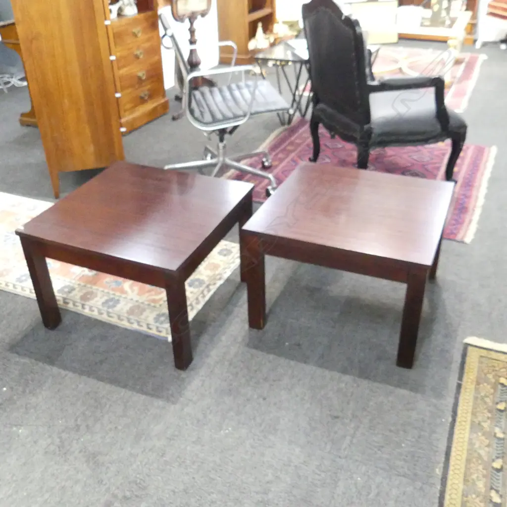 PR MAHOGANY SIDE TABLES 595x595x415mm Image 1++