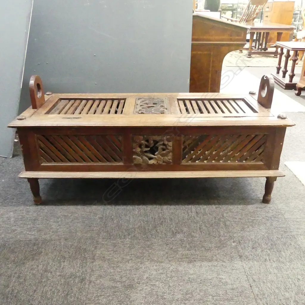 SLATTED WOODEN INDONESIAN LOW TABLE 1100x460x520mm Image 1++