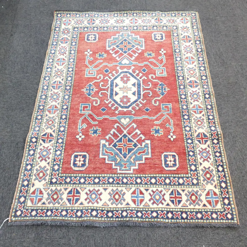 HAND KNOTTED ALL WOOL KAZAK RUG 1540x1060mm Image 1++