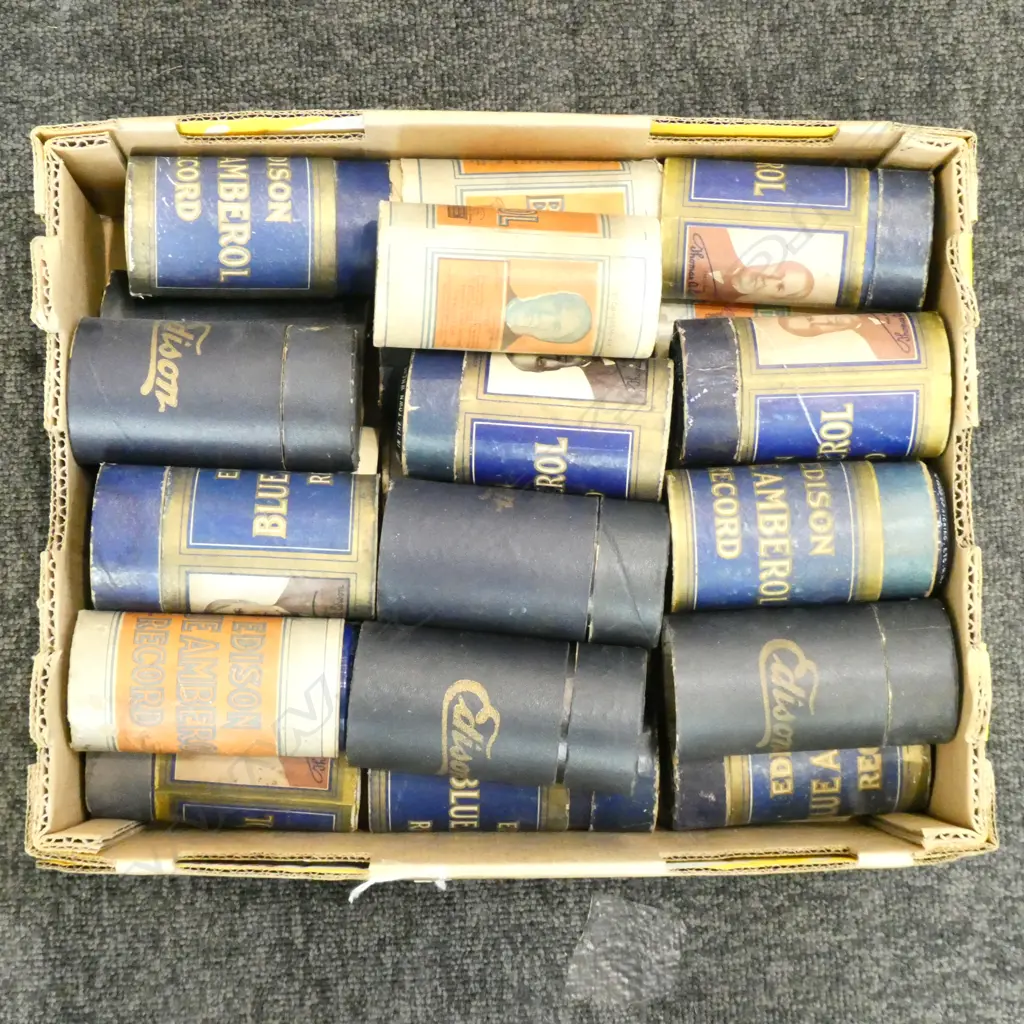 25 EDISON AMBEROL RECORD CYLINDERS FOR PHONOGRAPH IN CASES Image 1++