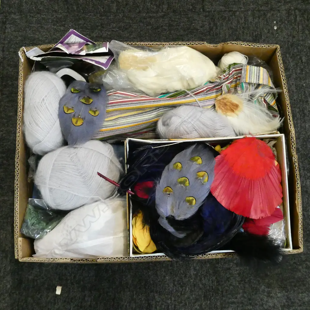 ASST. CRAFT / SEWING / MILLINERY / KNITTING; FEATHERS, BUTTONS, WOOL ETC Image 1++