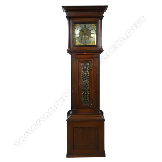 An early 20thC oak cased Georgian style long case clock,