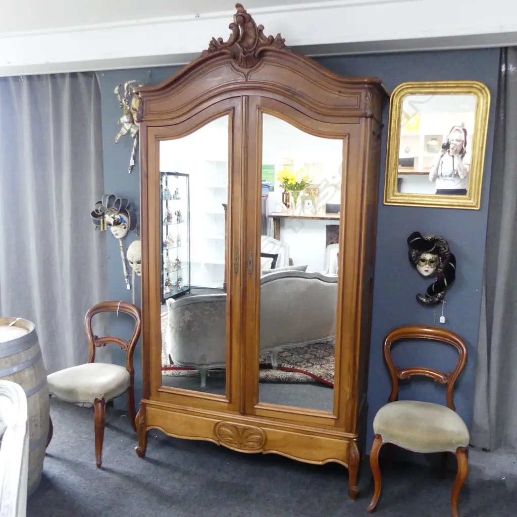FRENCH ARMOIRE w. MIRRORED DOORS 1350x500x2500mm Image 1++