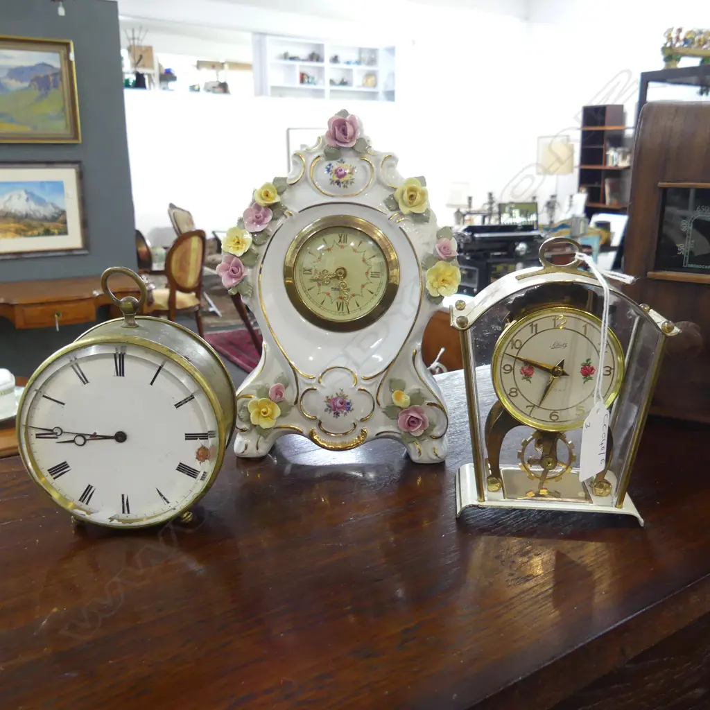 3 VINTAGE CLOCKS; SCHATZ, MERCEDES, OTHER w. CHIP H.205mm Image 1++