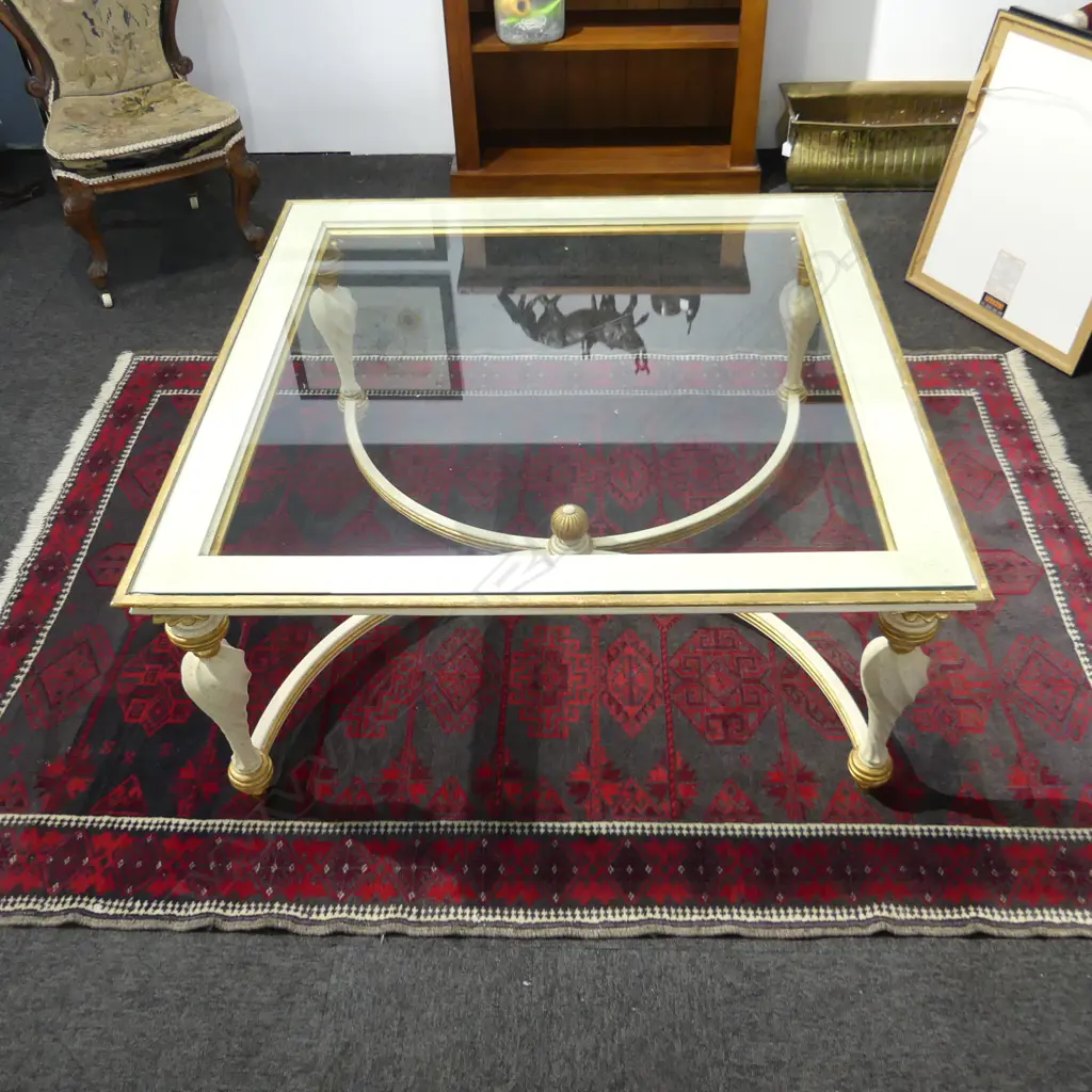 GLASS TOPPED COFFEE TABLE 1010x1010x475mm Image 1++