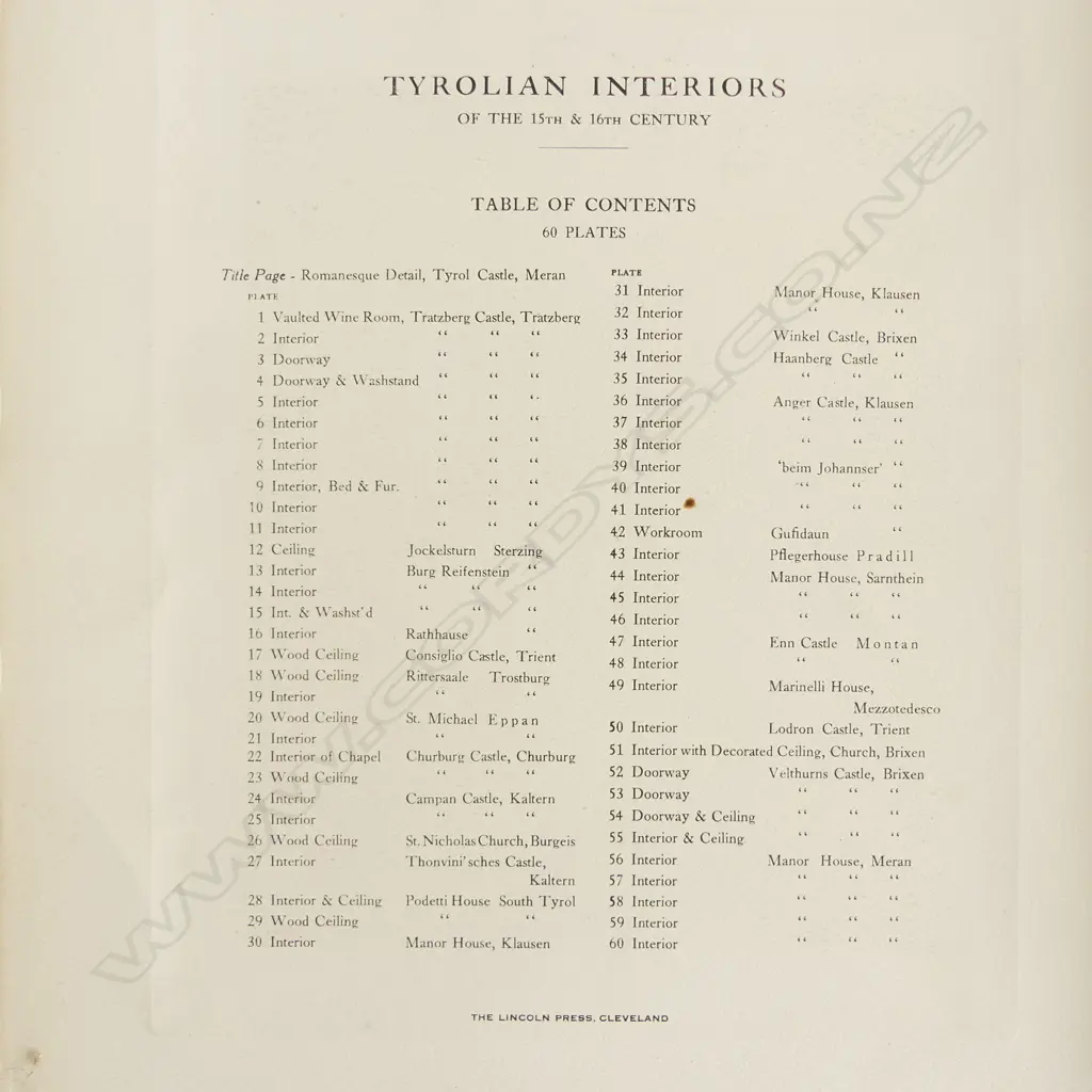 OLD BOOK; TYROLIAN INTERIORS: 60 PLATES FROM PHOTOGRAPHS BY OTTO SCHMIDT, CLEVELAND 1919 360x280mm Image 1++