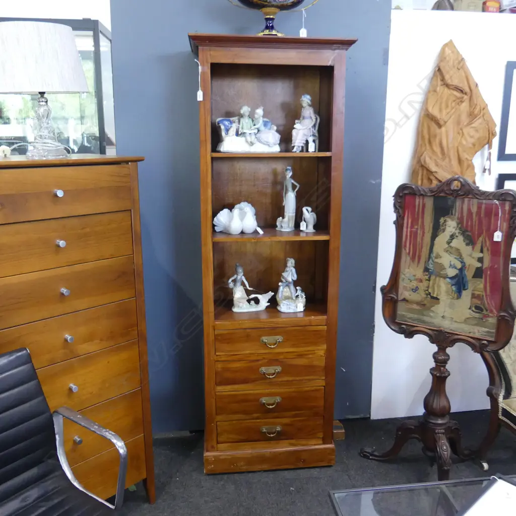 WOODEN BOOKCASE w. 4 DRAWERS TO BASE 630x350x1810mm Image 1++