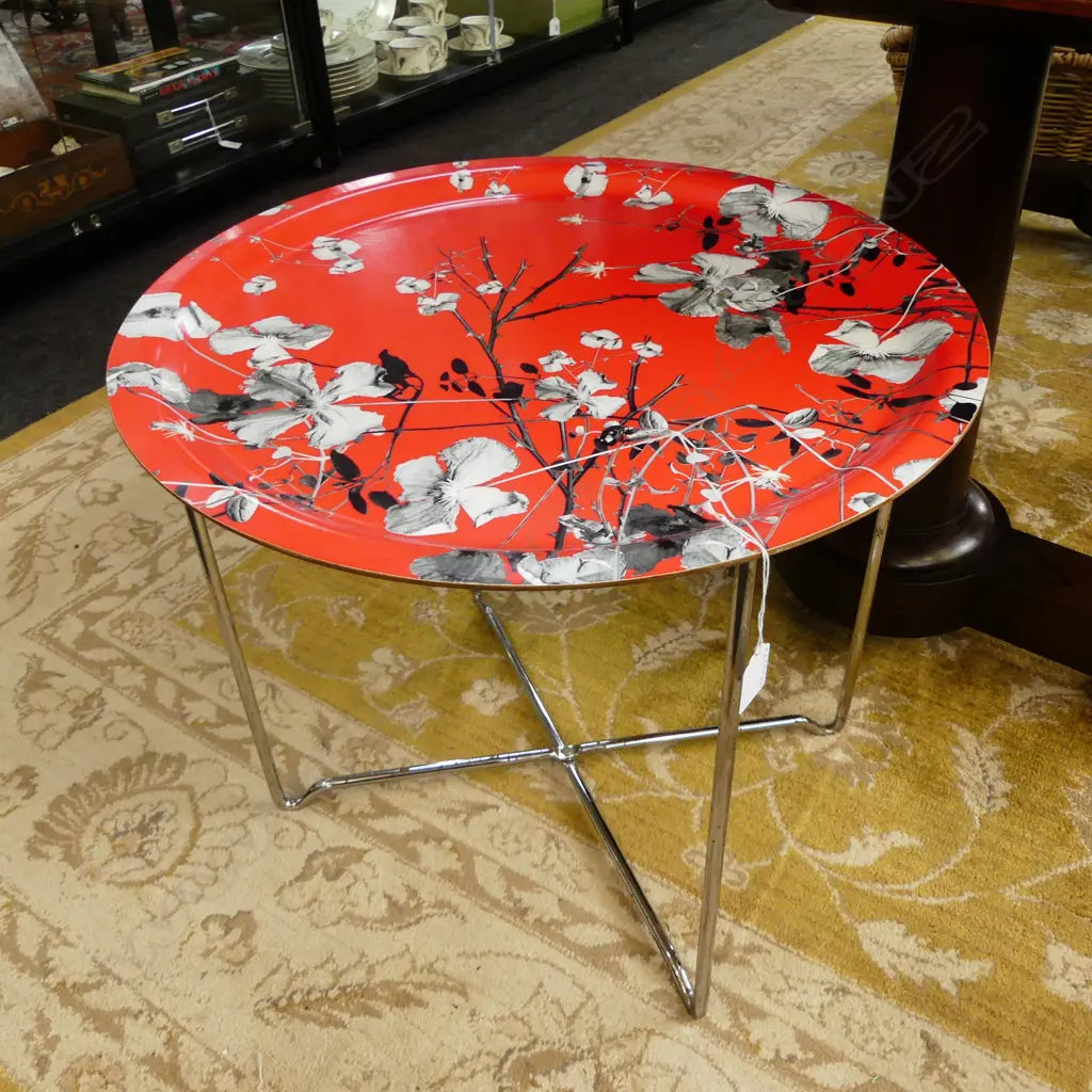 RED TRAY SIDE TABLE 490mm dia, MICHAEL ANGOVE DESIGN Image 1++