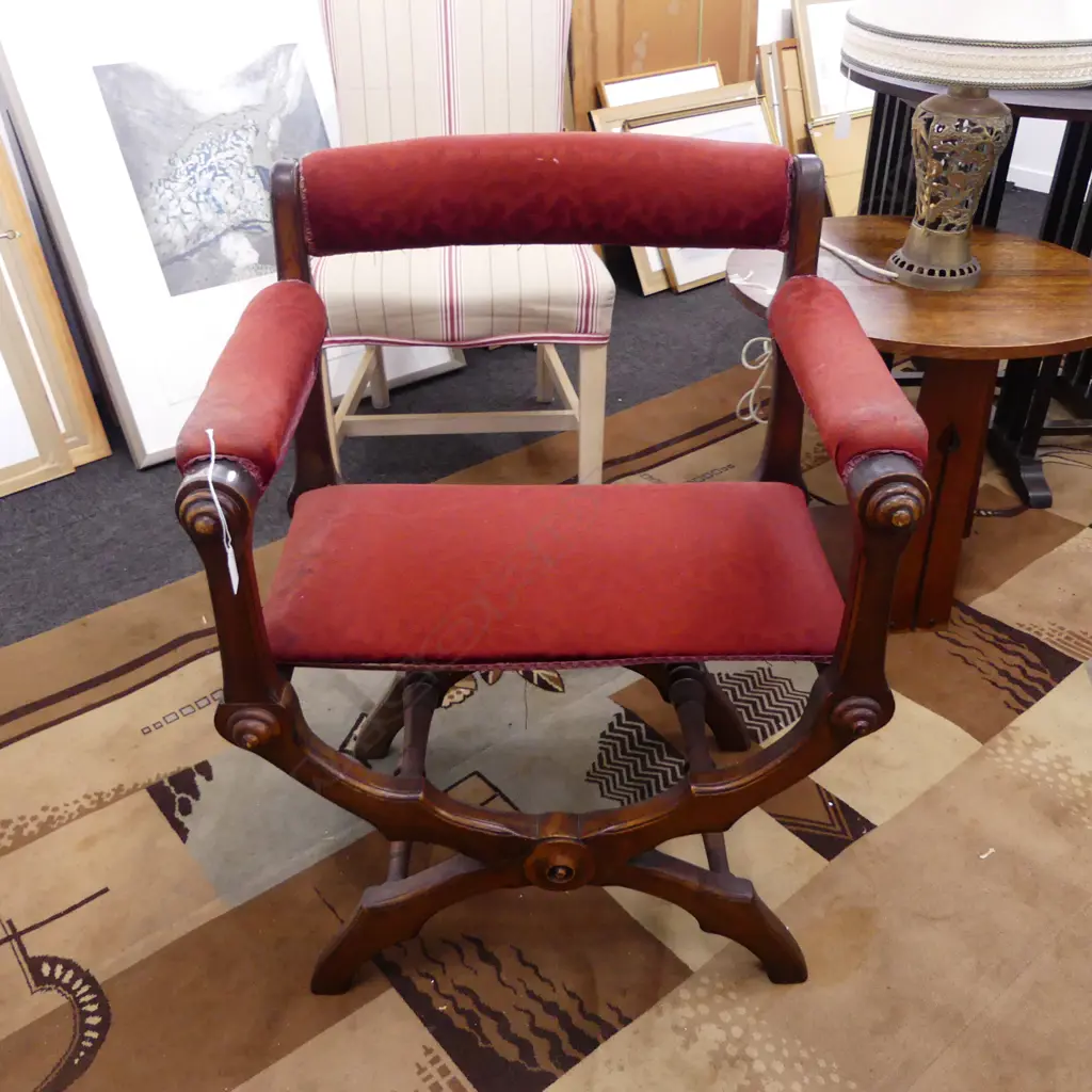 ARMCHAIR w. 'X' CROSSED FRAME Image 1++
