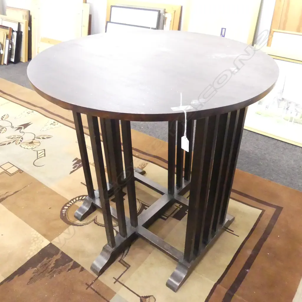 ARTS & CRAFTS EBONISED OAK SIDE TABLE H.730mm, 765mm dia Image 1++