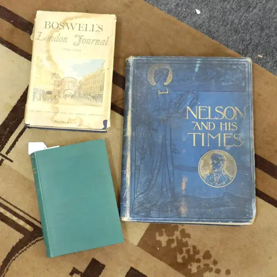 3 VINTAGE BOOKS; A SIGNED COPY 'MISSEE LEE' by ARTHUR RANSOME, BOSWELL'S LONDON JOURNAL PUB.1951, 'NELSON & HIS TIMES'