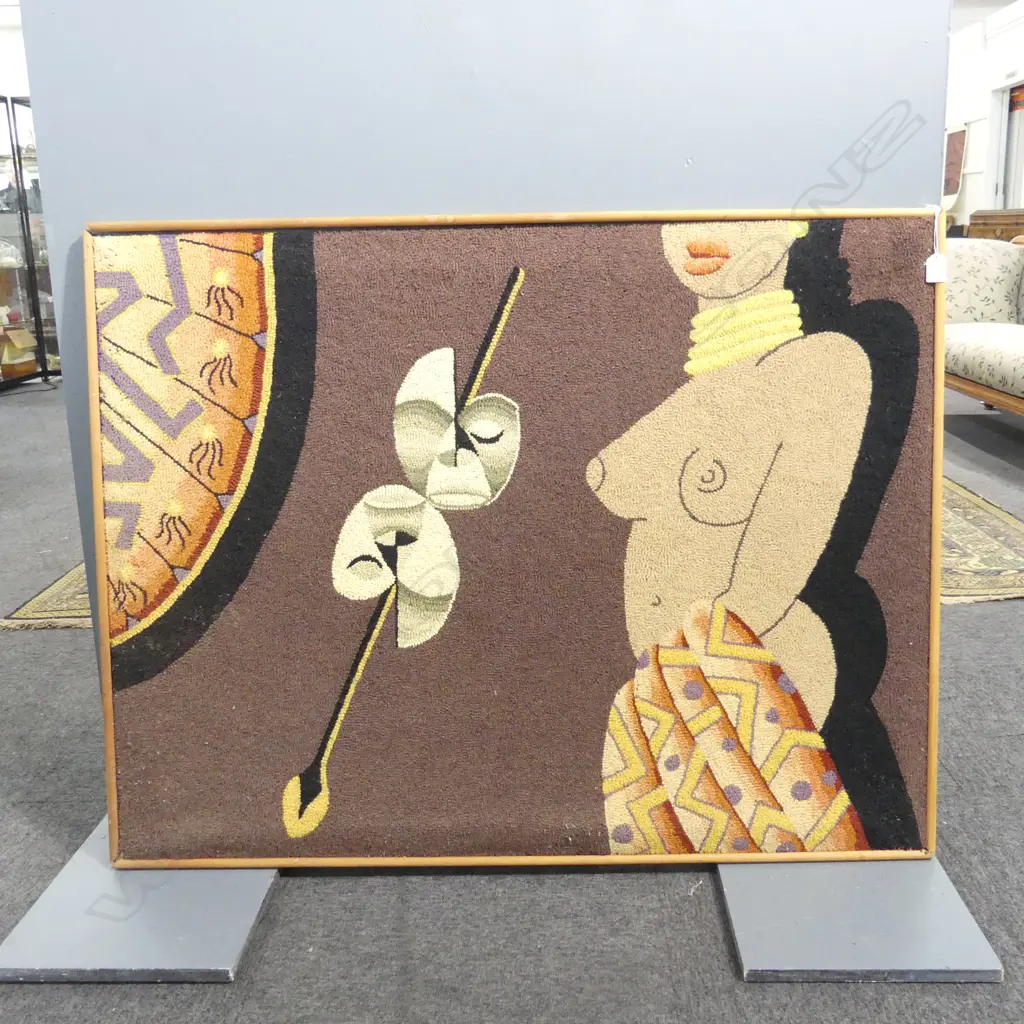 VINTAGE TUFTED ARTWORK 850x1110mm Modernist stylized African themes Image 1++