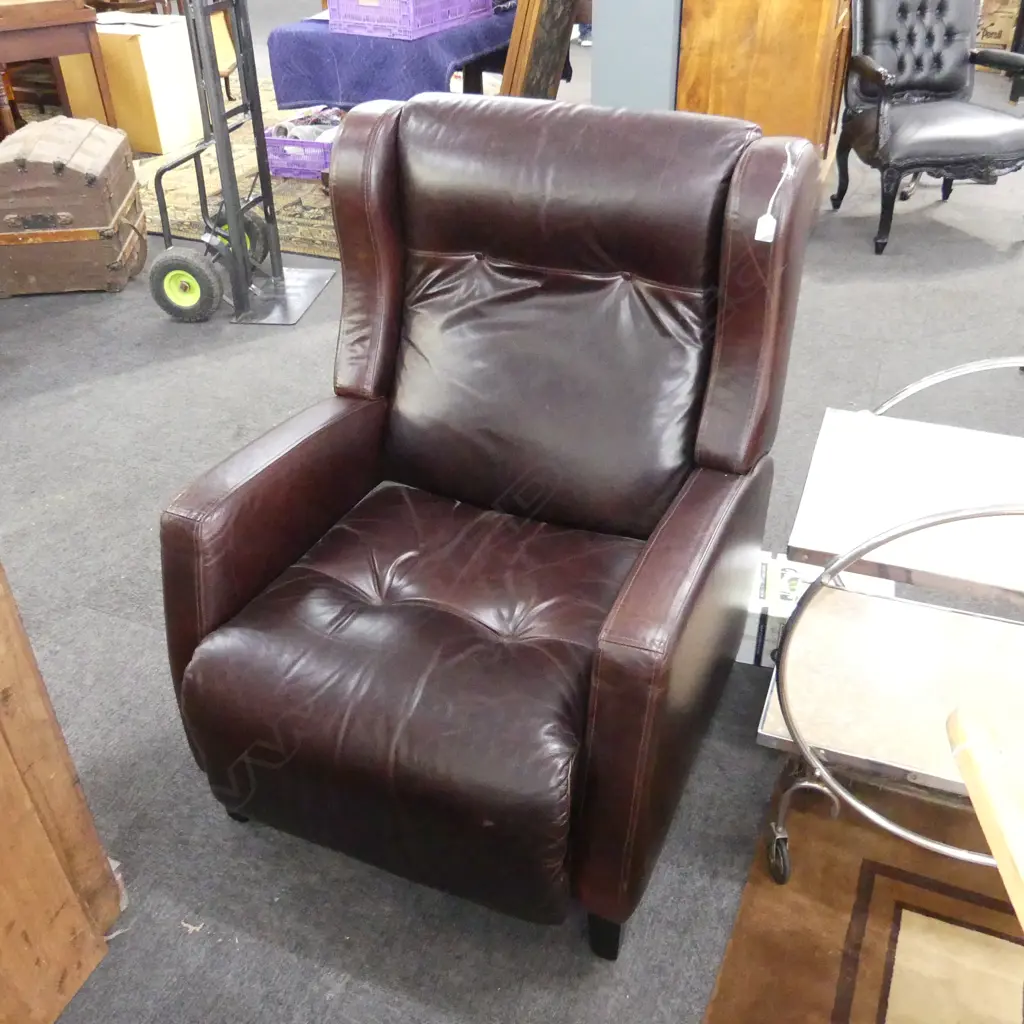 KOVACS RECLINING BROWN LEATHER ARMCHAIR Image 1++