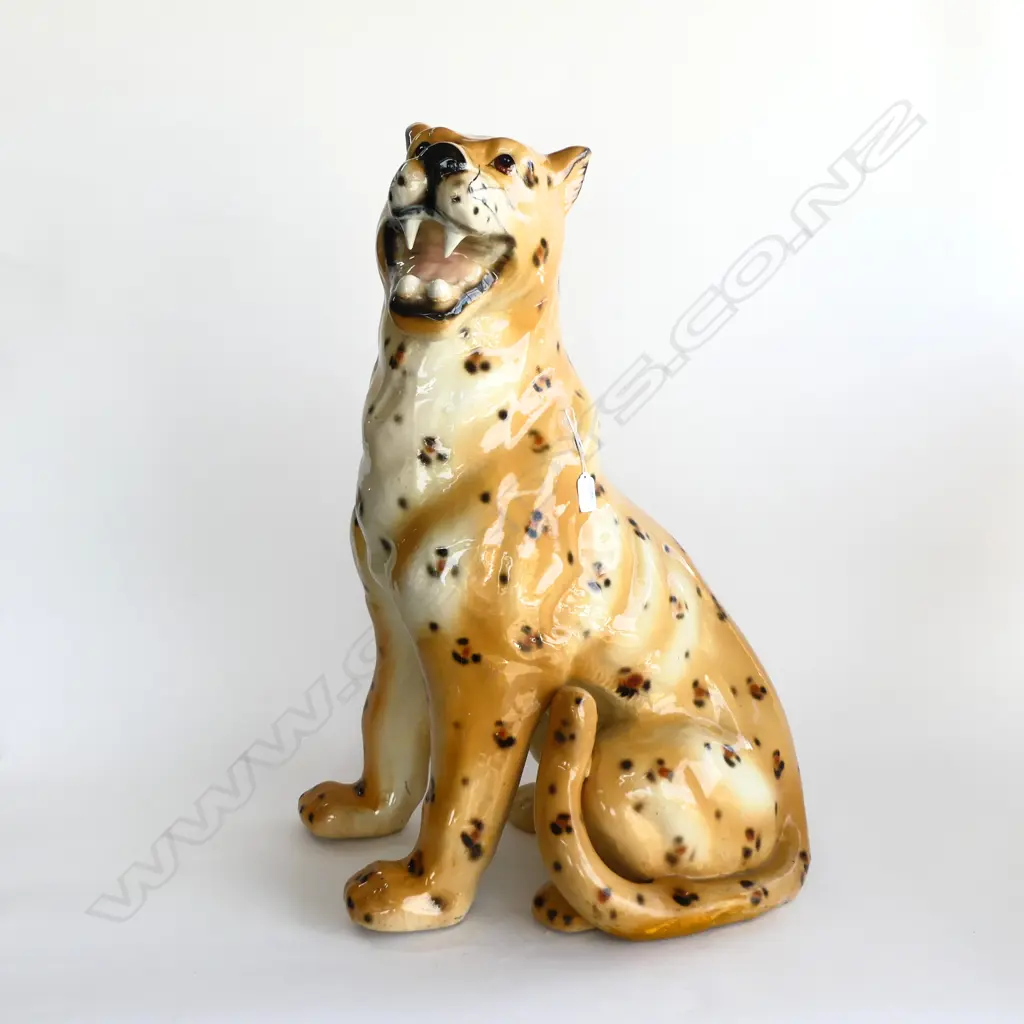 ITALY POTTERY 1970'S LARGE SEATED LEOPARD H.730mm Image 1++