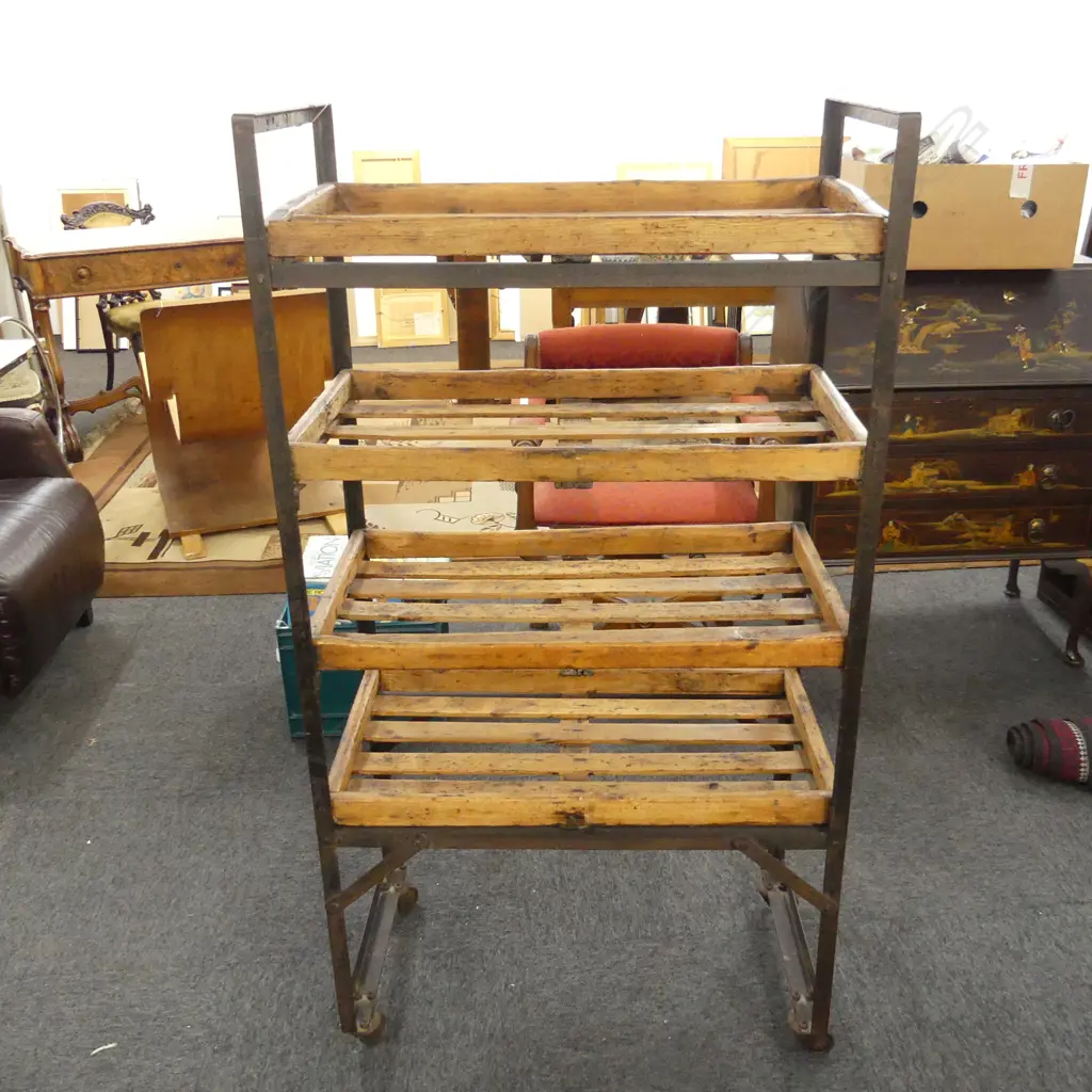 VINTAGE BAKERS RACK ON WHEELS 720x390x1370mm Image 1++