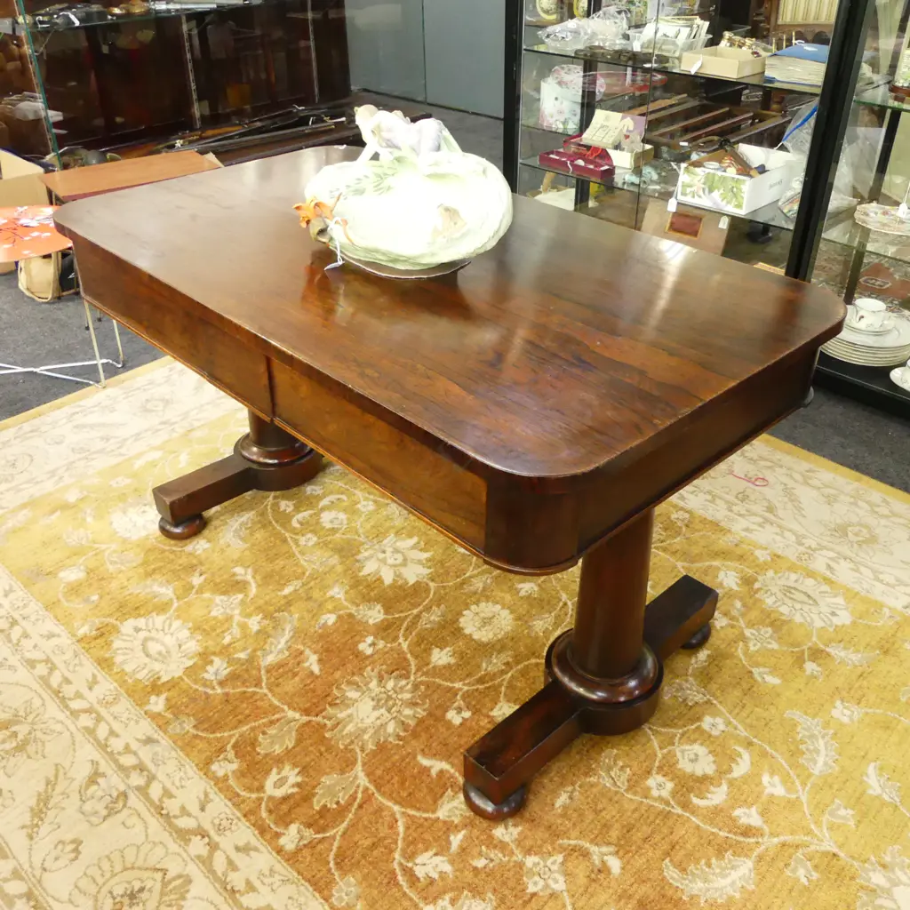 REGENCY ROSEWOOD TABLE  WITH TWO DRAWERS 1230x700x700mm Image 1++