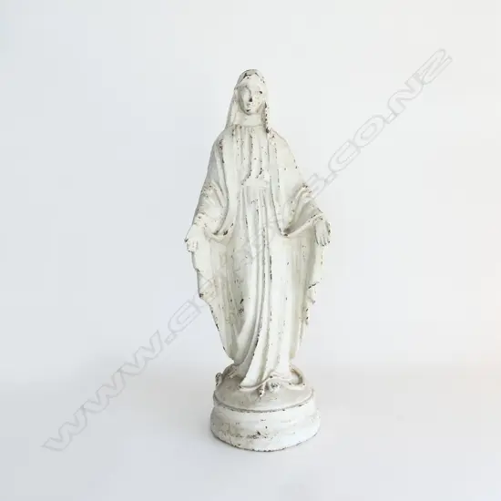 VINTAGE WHITE PAINTED CAST IRON VIRGIN MARY H.585mm