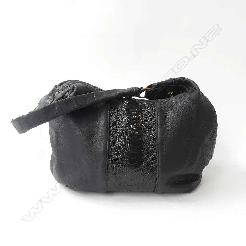 DEADLY PONIES BLACK LEATHER HAND BAG Image 1++