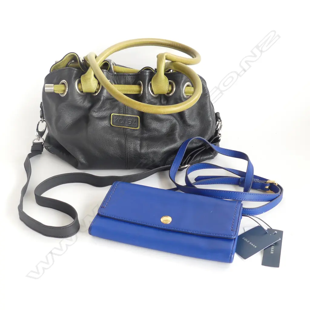 KONEV LEATHER HANDBAG & BLUE COLE HANN WALLET W.195mm Image 1++