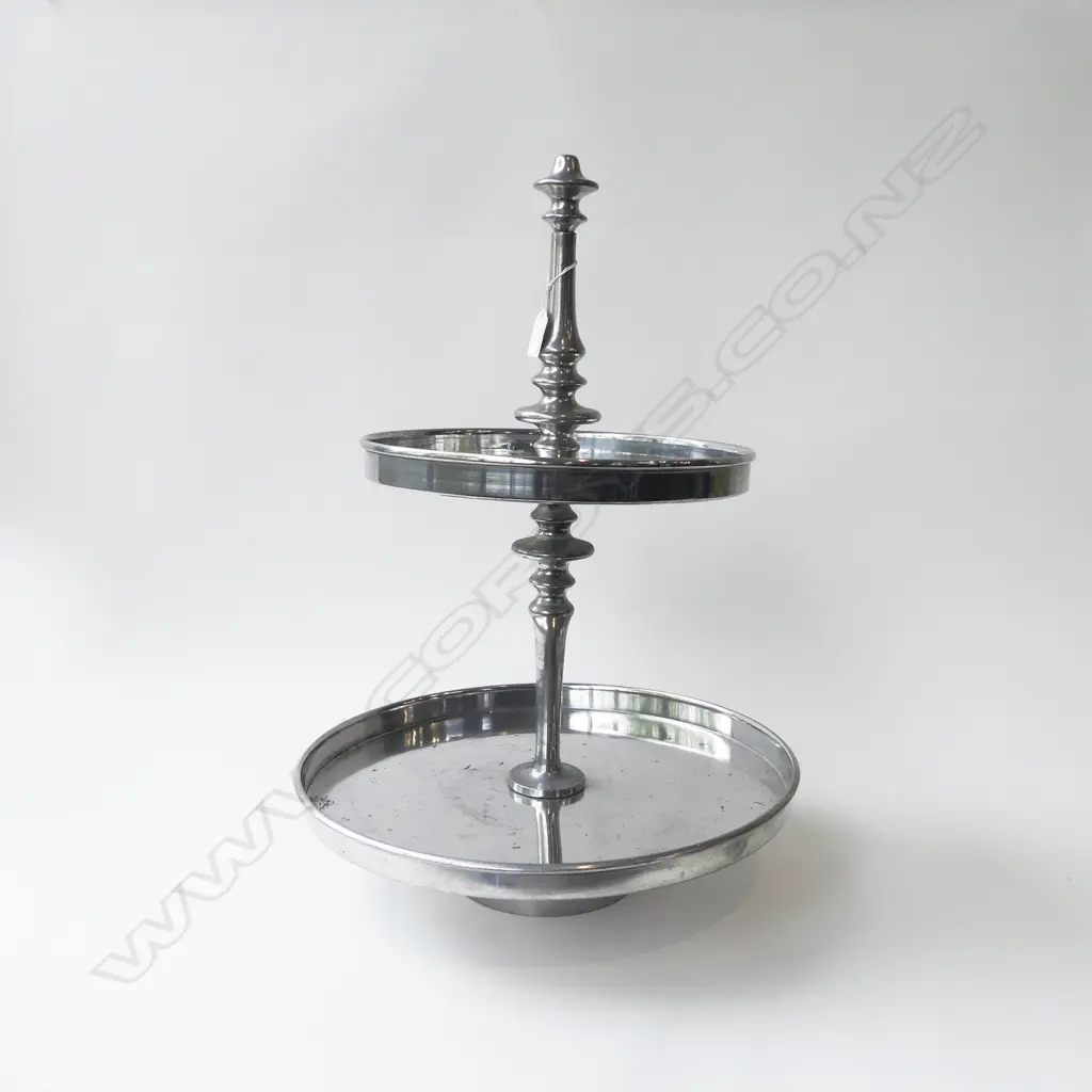 SILVER METAL 2 TIER STAND H.570mm Image 1++