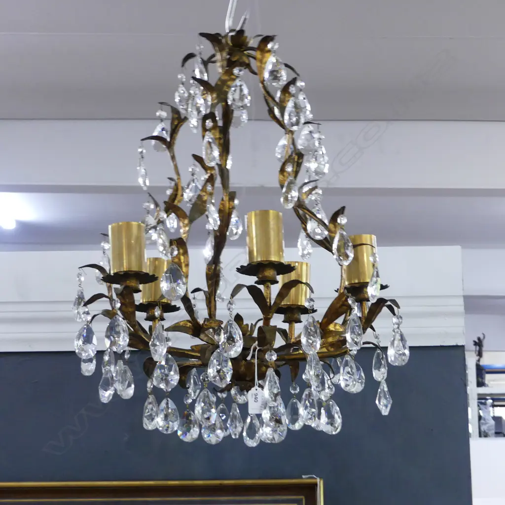 GILT METAL 5 LIGHT CHANDELIER H.550mm Image 1++