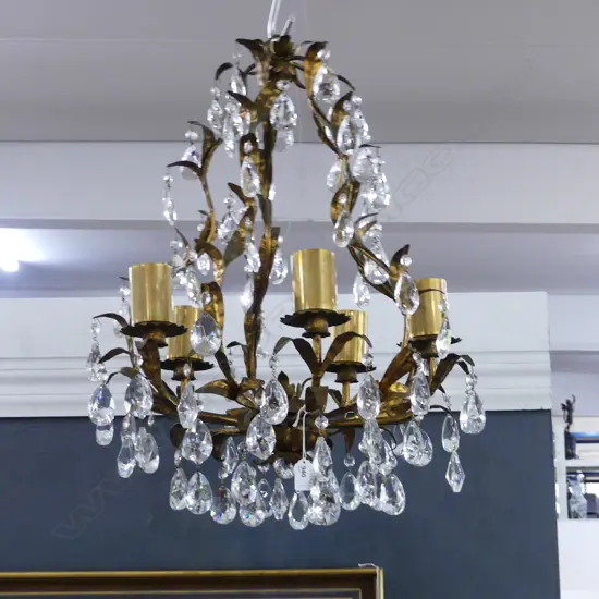 GILT METAL 5 LIGHT CHANDELIER H.550mm