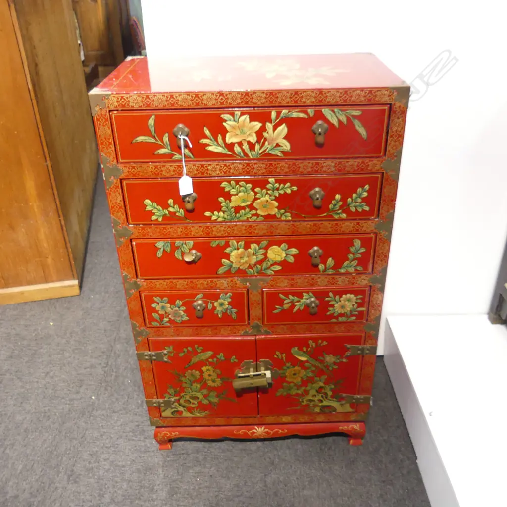 RED ORIENTAL CABINET 565x335x955mm Image 1++
