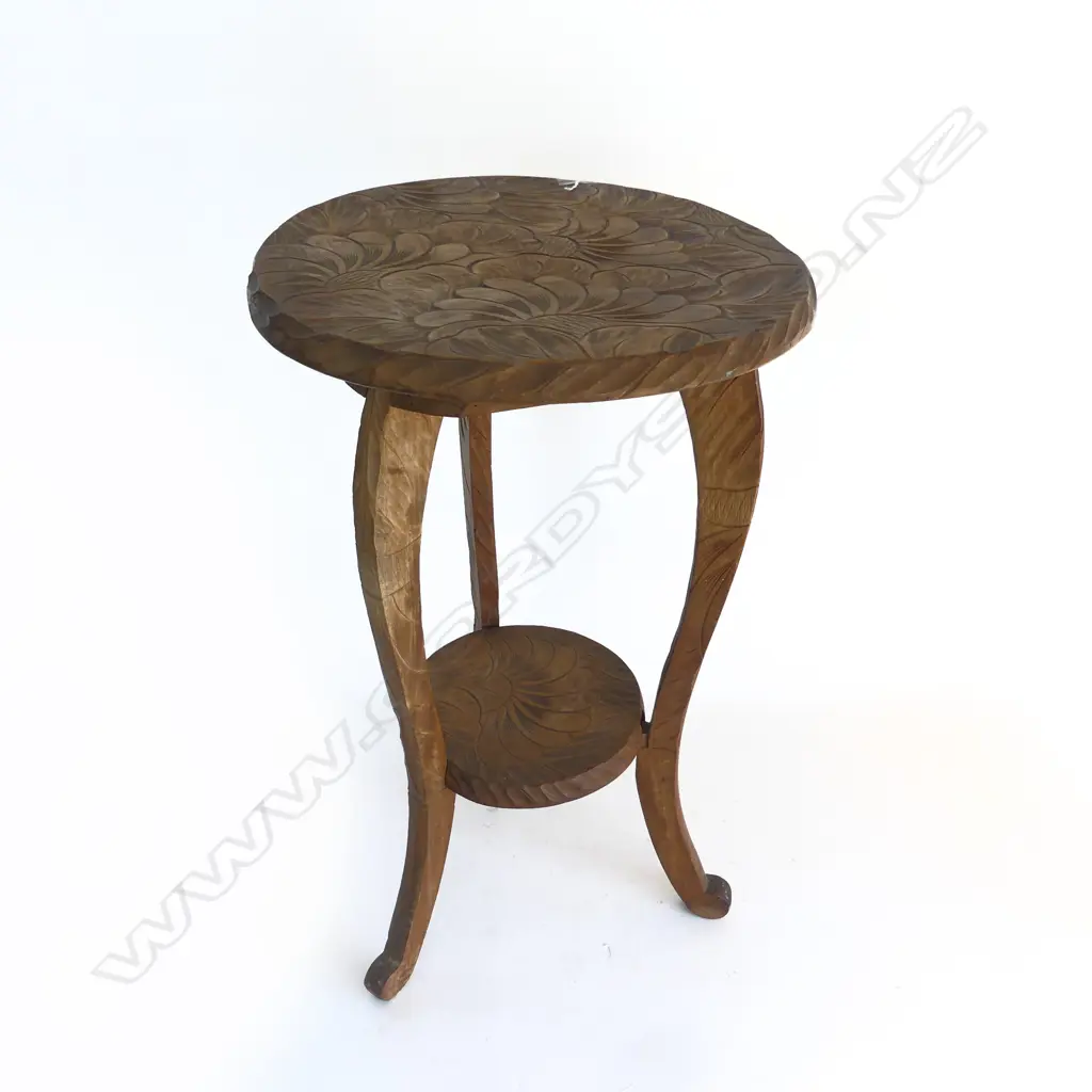 VINTAGE CARVED SIDE TABLE H.615mm, OLD BORER Image 1++
