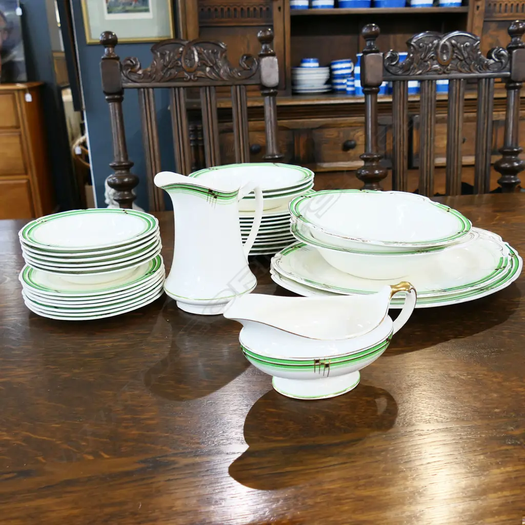 GRINDLEY ART DECO 'CHEQUERS' DINNER SERVICE & SERVICE DISHES , SOME CHIPS Image 1++