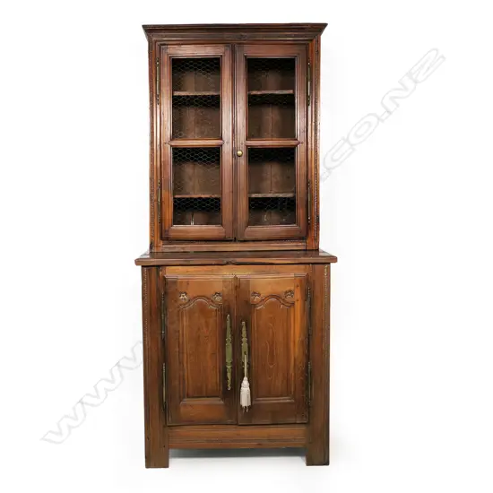 A 19thC French chestnut country buffet a deux corps,