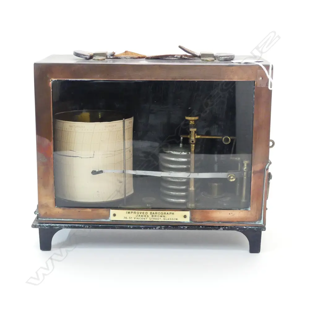 CASED BAROGRAPH, JAMES BROWN, 76 ST VINCENT STREET GLASGOW 265x130x215mm Image 1++