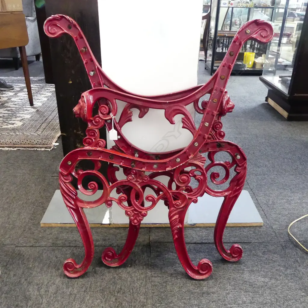 RED METAL BENCH ENDS Image 1++