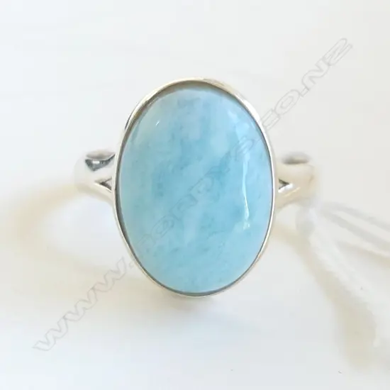 SILVER SET LARIMAR RING SIZE Q