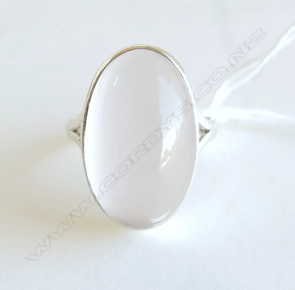 SILVER SET ROSE QUARTZ RING SIZE  S  **RTV** Image 1++