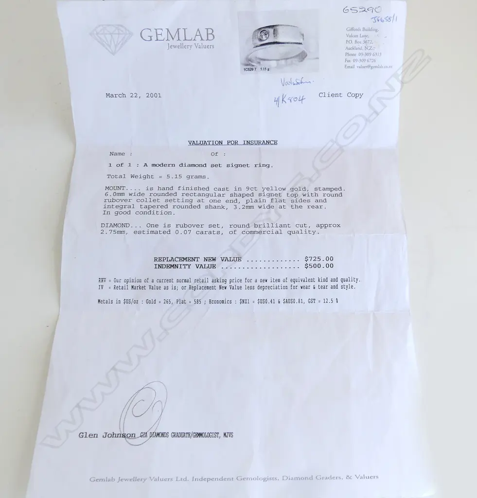 9CT GOLD & SOLITAIRE DIAMOND SIGNET RING, WEIGHT 5.15 GMS, VALUATION SIZE V Image 1++