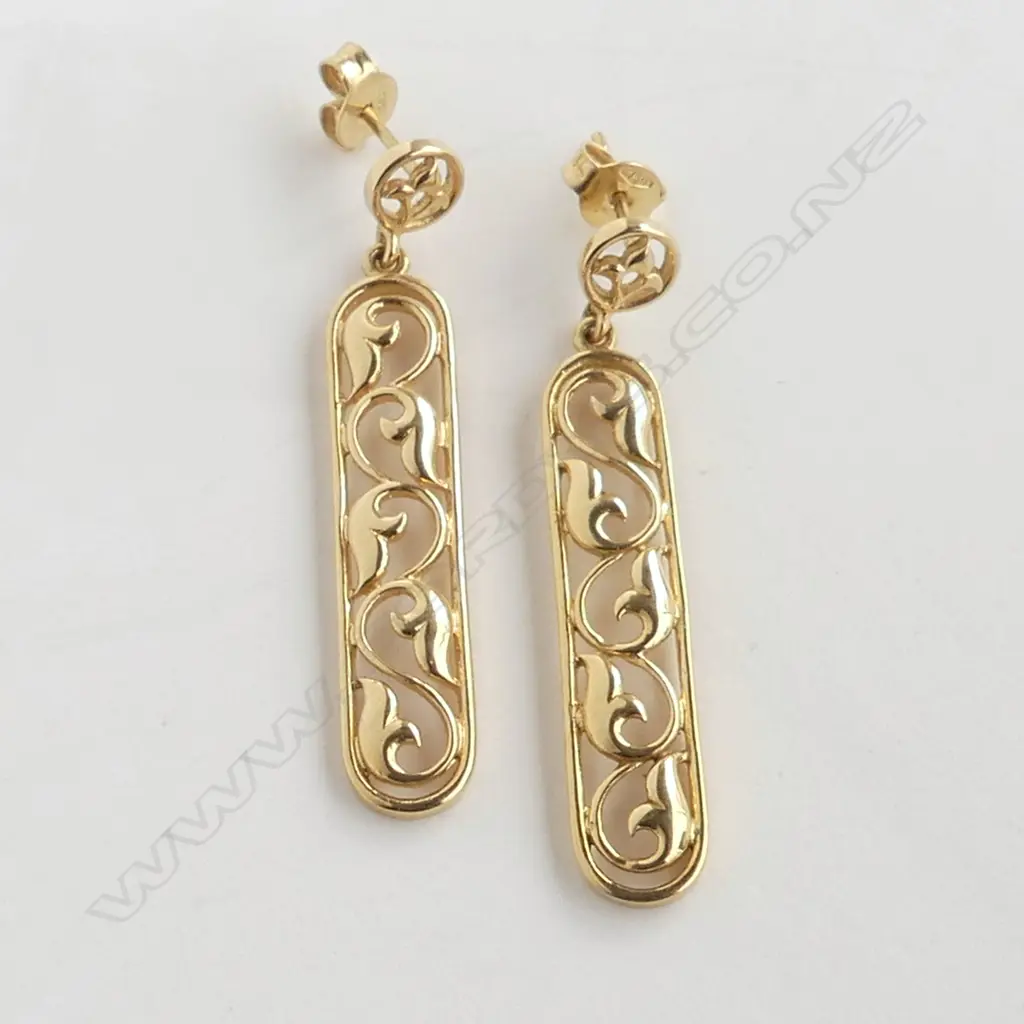 PR 18CT EARRINGS L.45mm, 6.4gms Image 1++