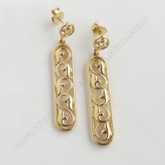 PR 18CT EARRINGS L.45mm, 6.4gms