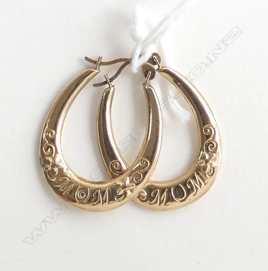 PR 9ct HOOP EARRINGS, 0.9gm Image 1++