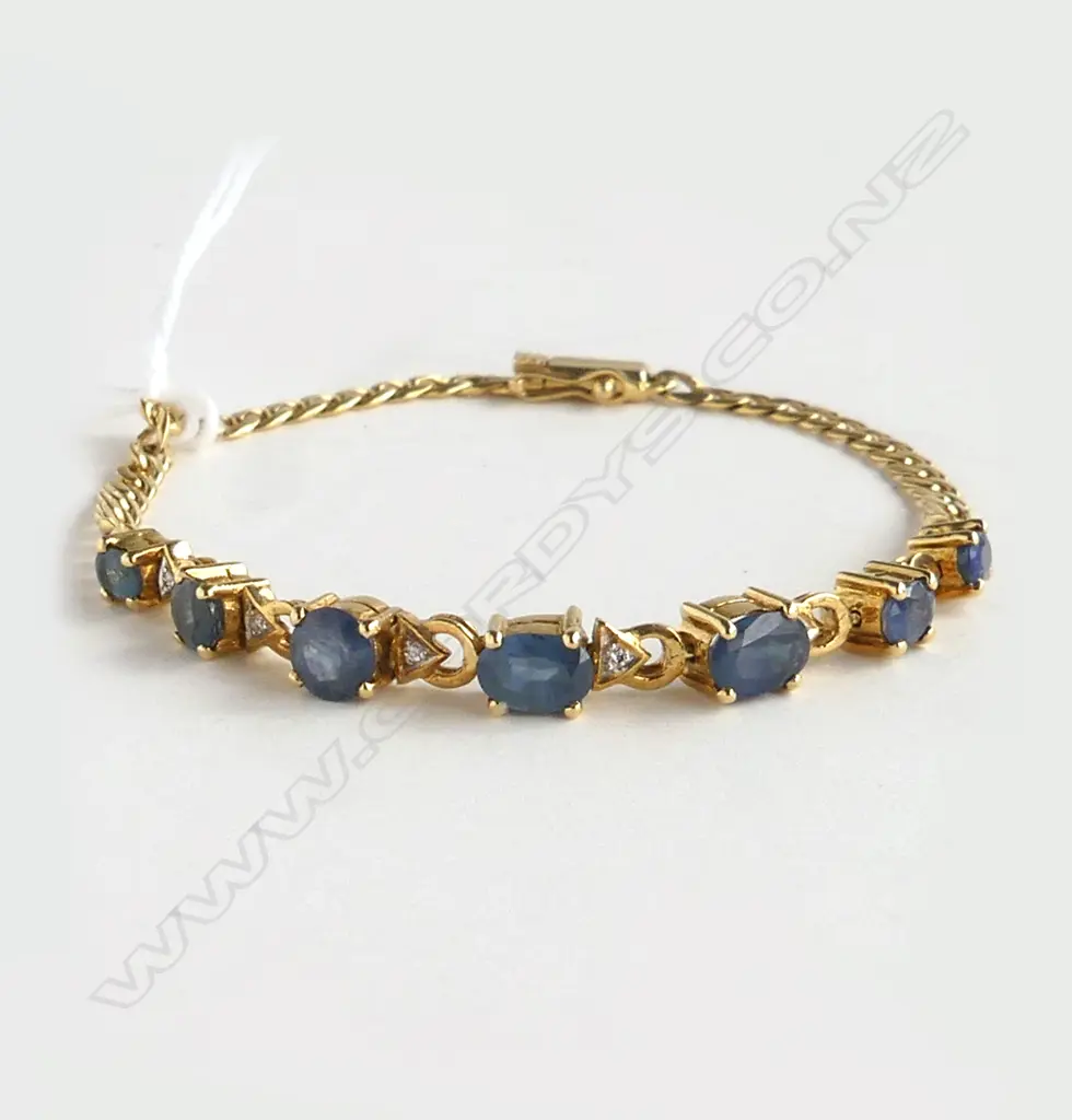 18ct SAPPHIRE & DIAMOND BRACELET, L.17.5mm, 8.4gm  **RTV** Image 1++