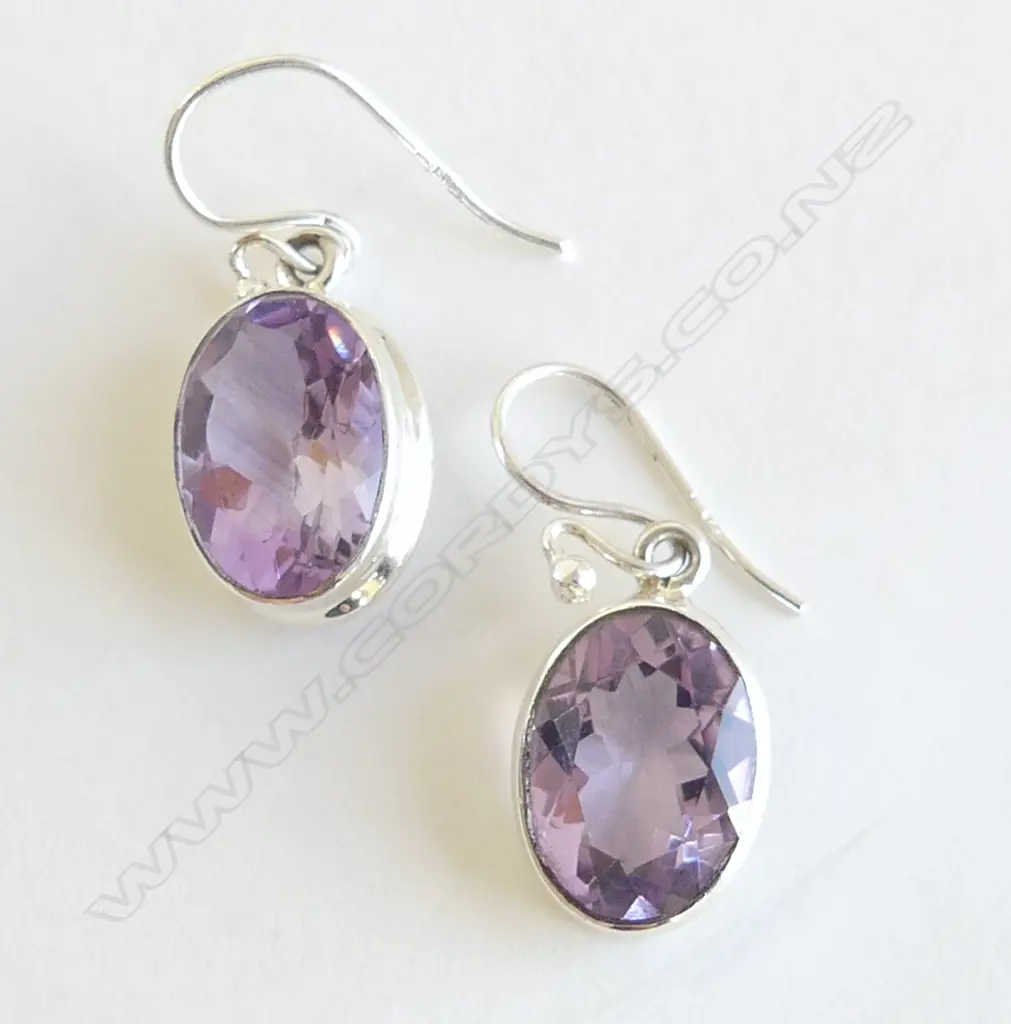 SILVER SET AMETHYST EARRINGS Image 1++