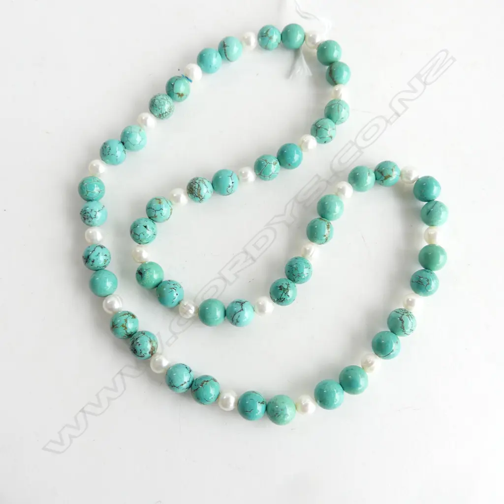 STRING TURQUOISE?  & FRESH WATER PEARL Image 1++