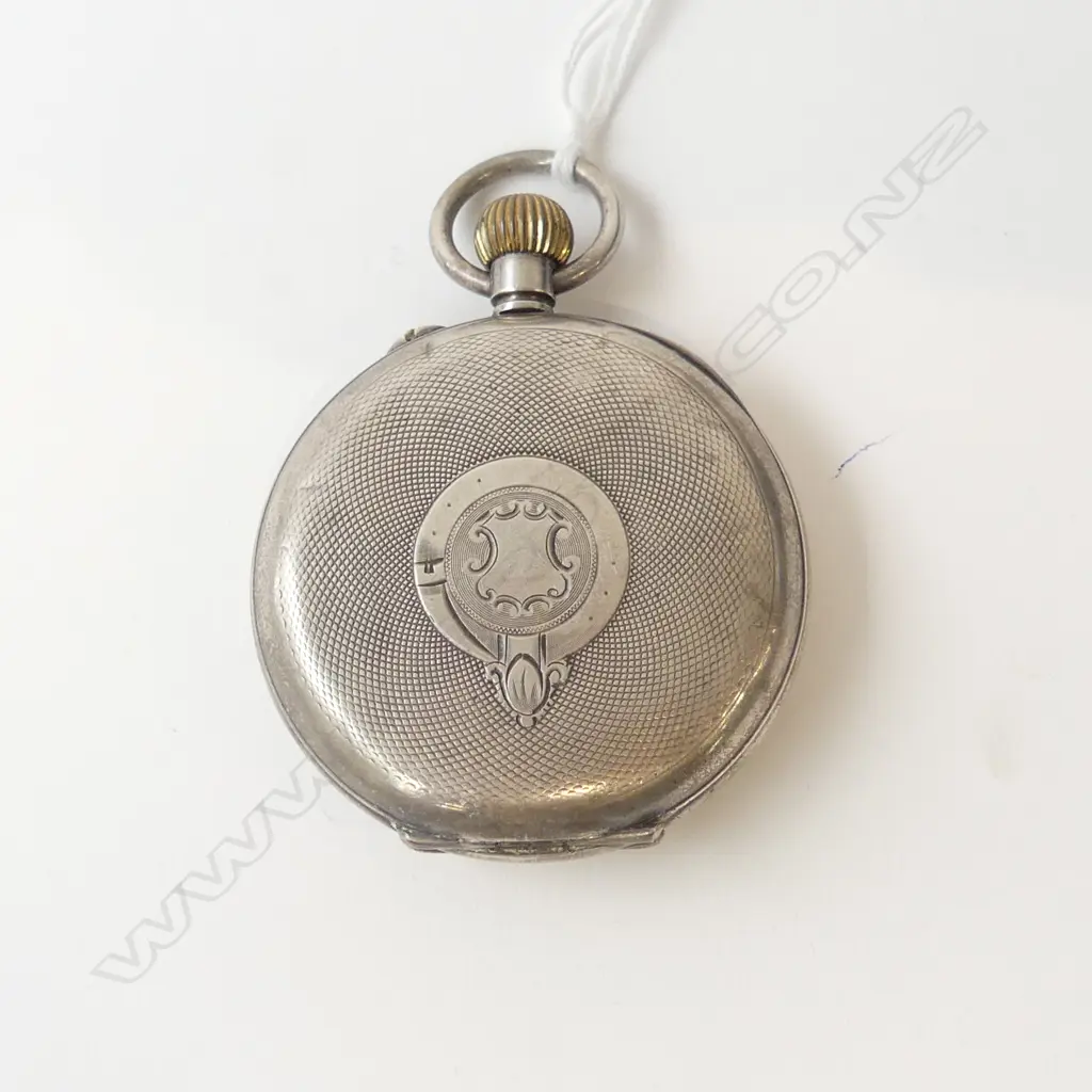 SILVER HALF HUNTER POCKET WATCH blue enamel numbers apparently running Image 1++
