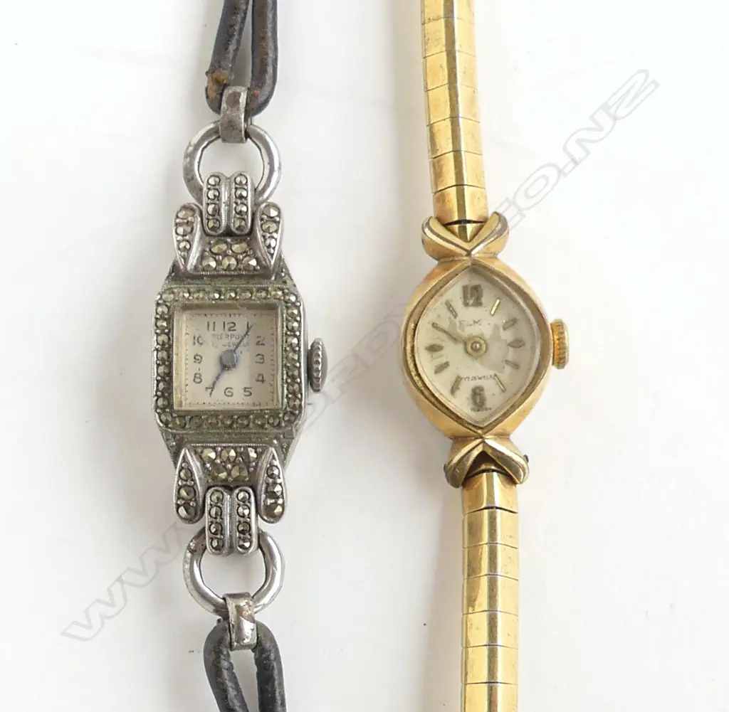 2 LADIES WRISTWATCHES PIERPONT MARQUISITE & ELMA  Image 1++