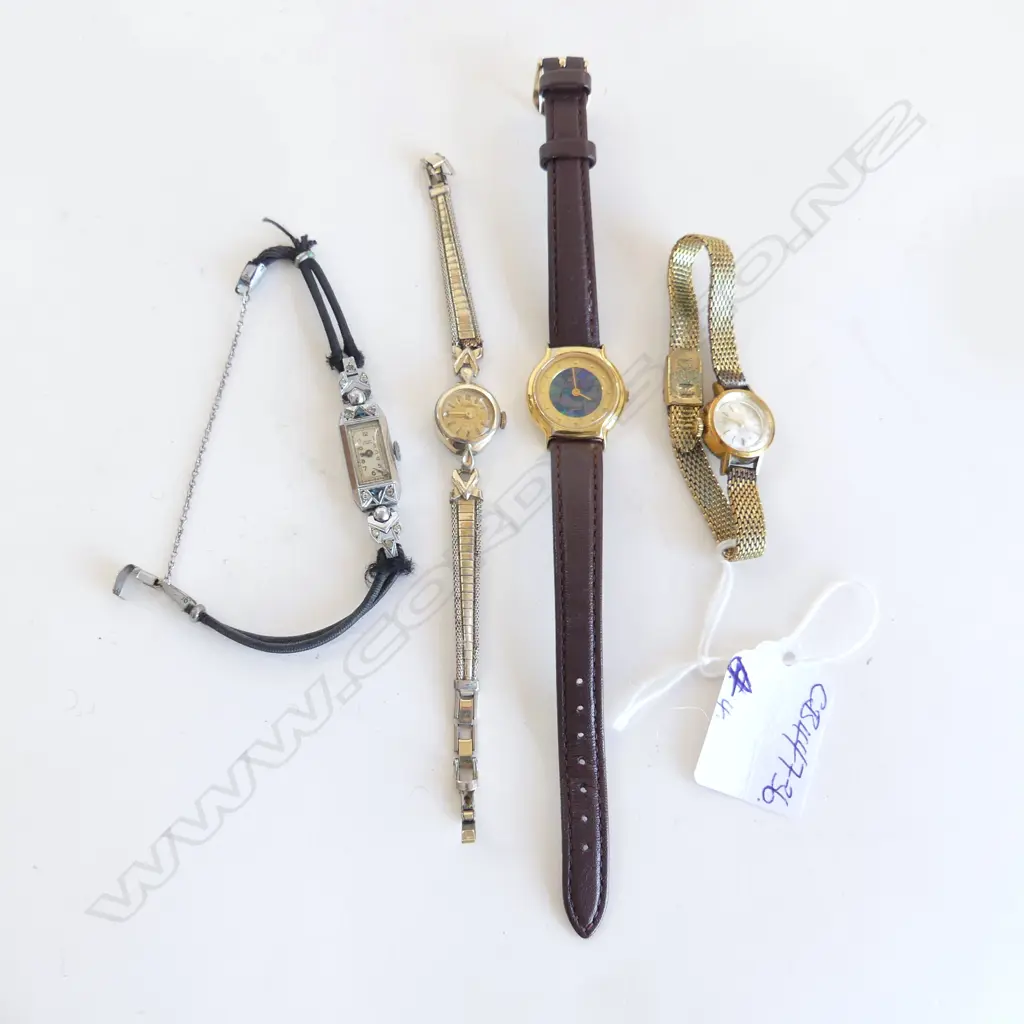 4 LADIES WRISTWATCHES: Eterna + Avia 1940's etc Image 1++