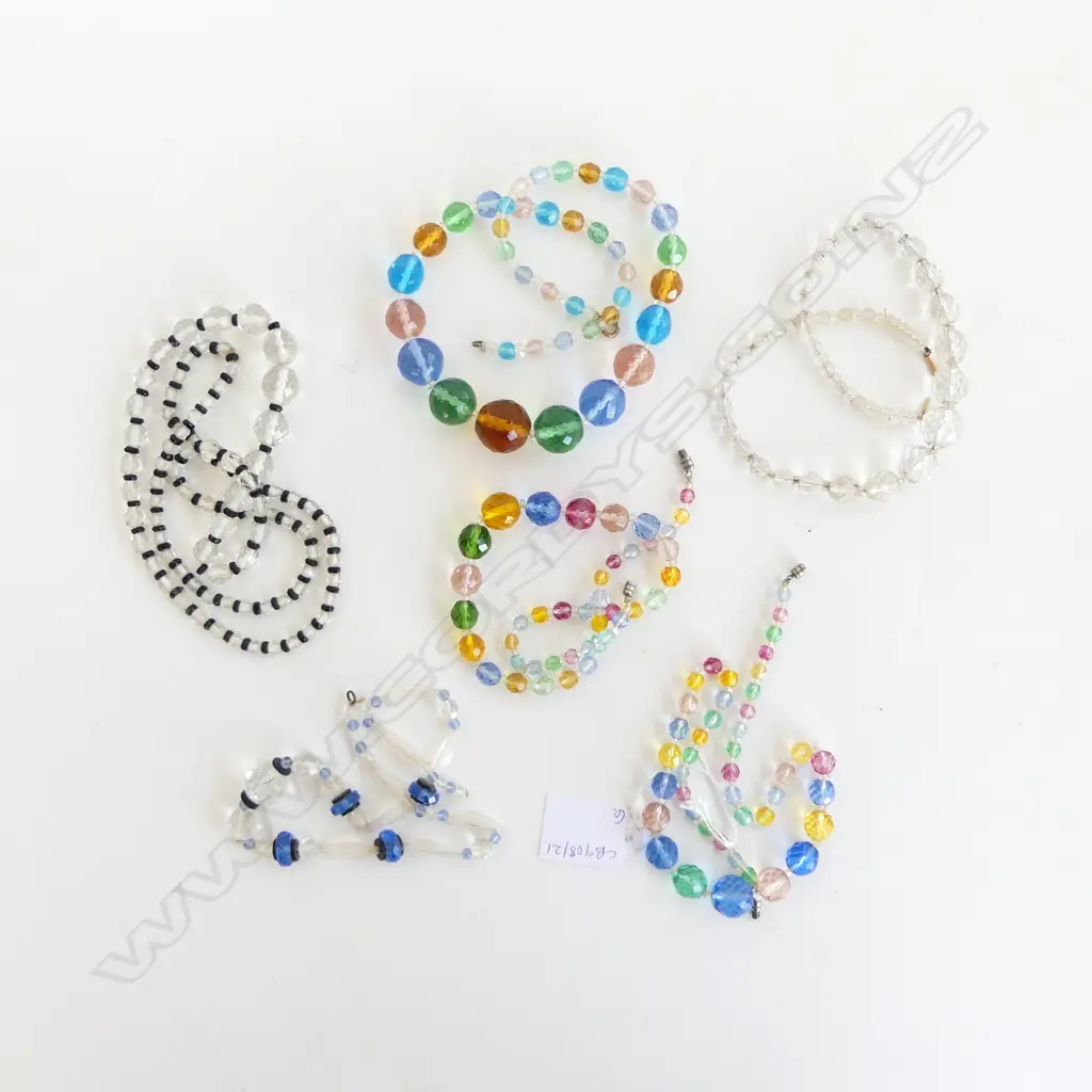6 VINTAGE CRYSTAL BEAD NECKLACES Image 1++