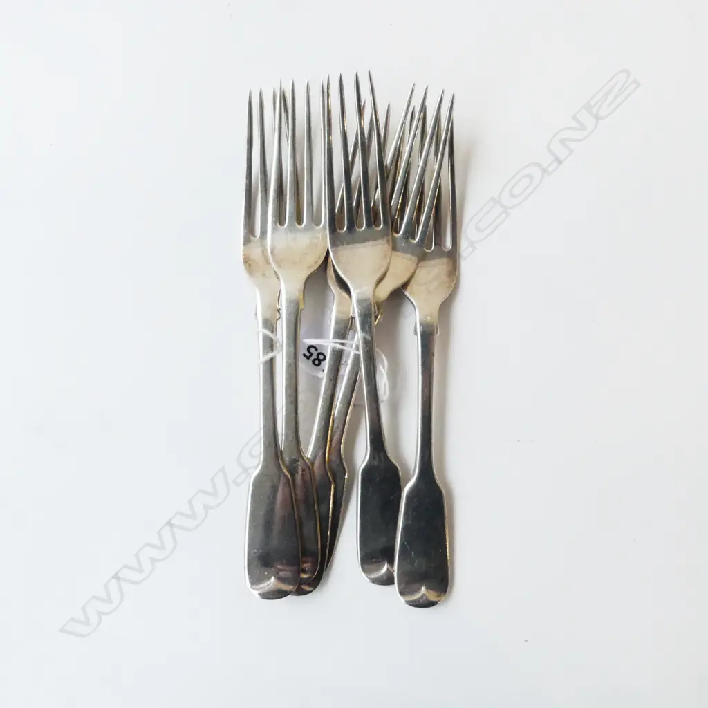 6 STG SILVER DESSERT FORKS, LONDON 1841 268gms Image 1++