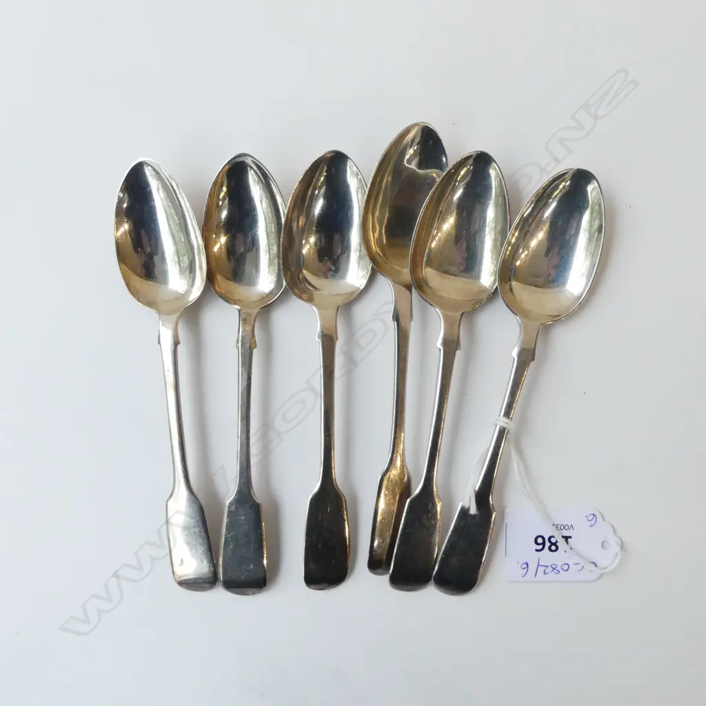 6 VICTORIAN STG SILVER TEASPOONS, 105gms Image 1++